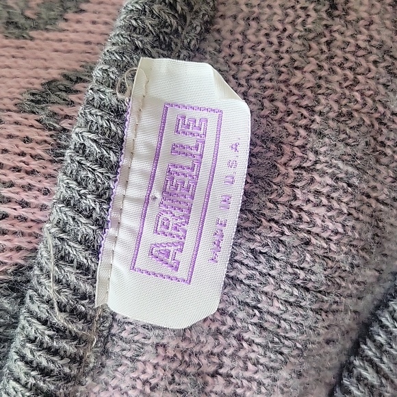 Vintage Arielle Teddy Bear Koala Acrylic Sweater Gray & Pink 80s 90s Kawaii M/L - Picture 10 of 14